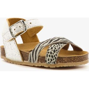 Groot leren meisjes sandalen zilver zebraprint - Maat 26