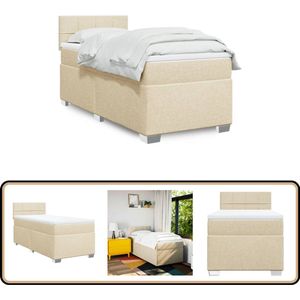 vidaXL Boxspring met matras stof crèmekleurig 80x200 cm