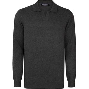 Felix Hardy - Gebreide Polo Trui - Antraciet - 100% Katoen - Heren