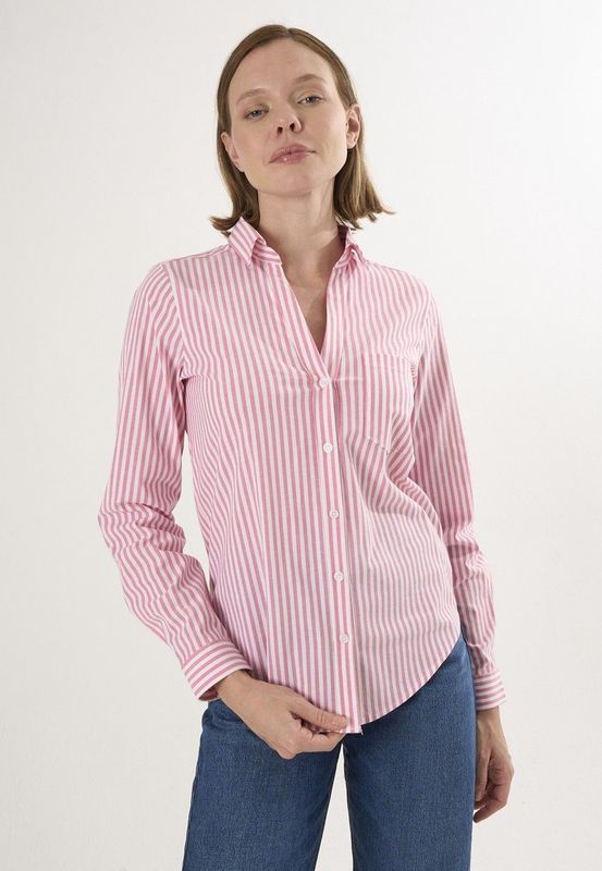 Felix Hardy - Gestreepte Overhemd - Roze - 97% Katoen Dames