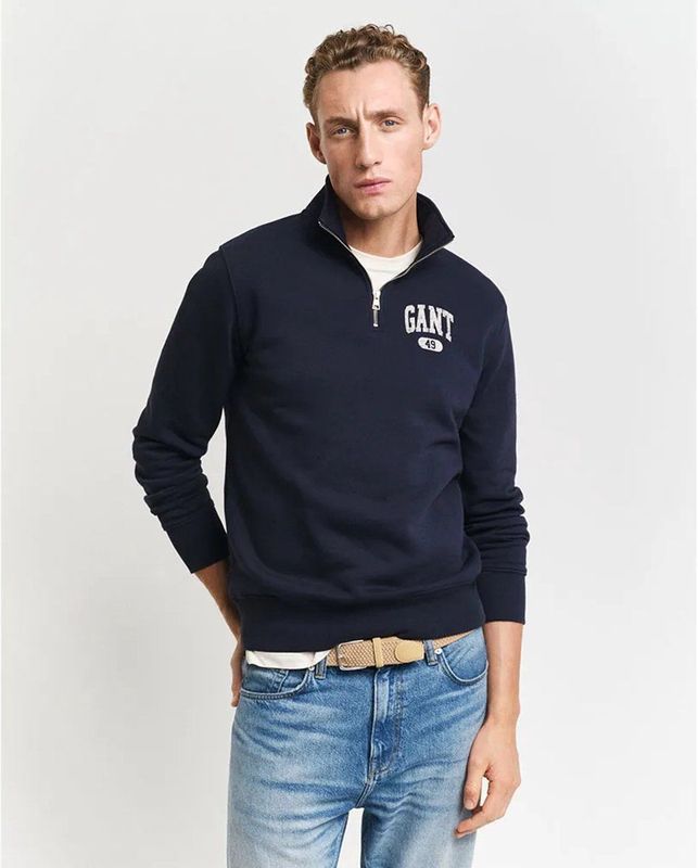 Gant - 49 Archive Graphic - Half Rits Trui - Zacht Katoenmix