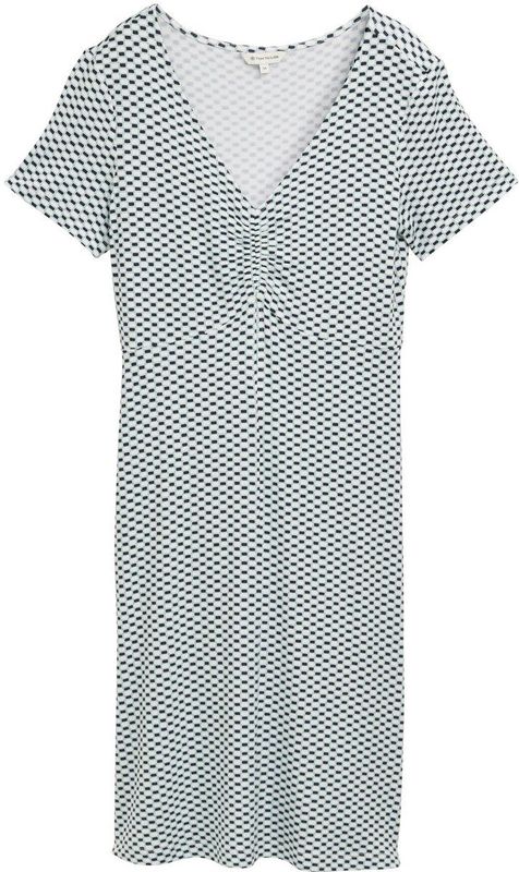 Tom Tailor - 1045309 - Jurk - Groen/Wit - Korte Mouwen