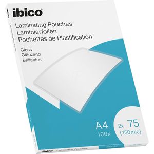 Ibico Lamineerhoezen - voor A4 Documenten - 2 x 75 Micron -  100 stuks - Glanzend