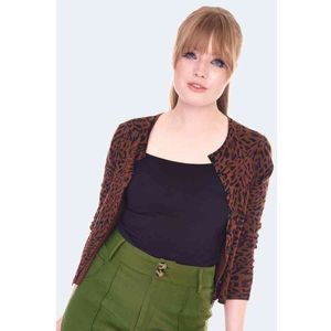 Voodoo Vixen - 50s Brown Leopard Print Cardigan - L - Bruin