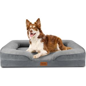 Nobleza 2DI - Orthopedische Hondenmand - met Traagschuim - Waterdicht Hondenbed - Hondenkussen Wasbaar - Maat XL: 106 x 80 x 17 cm - Grijs
