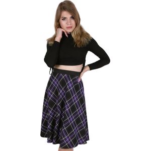 John Zack Paars en zwart geruite midirok