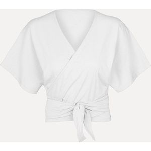 Namastae® Yoga kleding dames volwassenen | Yoga top | Kimono korte mouw | Wit | Maat XS/S