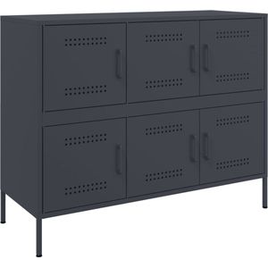 vidaXL - Dressoir - 100,5x39x79 - cm - staal - antracietkleurig