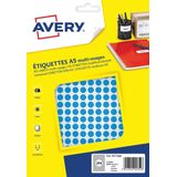 Avery PET08B verpakking met 2940 markeringspunten - diameter 8 mm - A5-vel - Blauw