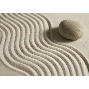 Dibond - Zen - Steen / stenen in wit / beige / bruin - 100 x 150 cm