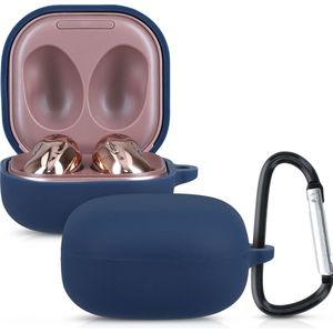 kwmobile hoes geschikt voor Samsung Galaxy Buds 2 Pro / Buds 2 / Buds Live - Siliconen cover voor oordopjes in donkerblauw