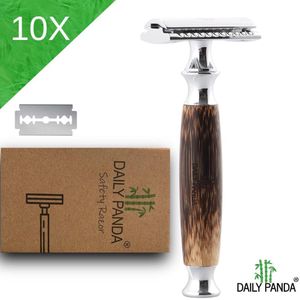 Daily Panda ®- Safety Razor Zilver- +10X extra scheermesjes-  heren en dames- zero waste