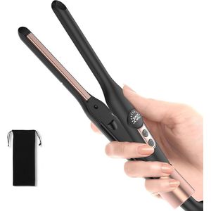 2-in-1 mini stijltang met ionentechnologie en 4 temperatuurinstellingen, ideaal voor kort haar en krullen