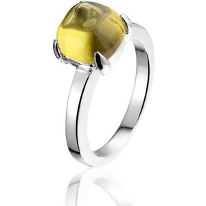 Montebello Ring Yellow Accent Dames - Zilver Gerhodineerd - Zirkonia - Maat 60 - 19 mm