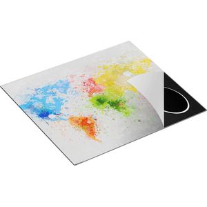 Chefcare Inductie Beschermer Wereldkaart met Verfvlekken - Abstract - 60x55 cm - Afdekplaat Inductie - Kookplaat Beschermer - Inductie Mat