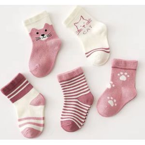 5 paar New born Baby sokken - Set babysokjes - 0-6 maanden - Multipack - Kraamcadeau voor Jongen of Meisje - Babyshower Cadeau - Kraammand