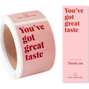 Sluitstickers voor Brievenbusdoosjes - Sweet Pink - You`ve Got Great Taste - 1 Rol (100 stickers) - Small Business - Bedankt Sticker - Dooszegel - Label Verzendverpakking - Verzendzegel - Sticker voor Verzenddoos - Doos Zegel