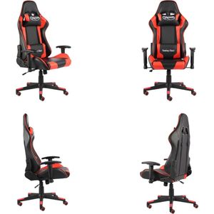 vidaXL Gamestoel draaibaar PVC rood - Gamingstoel - Gamingstoelen - Racingstoel - Racingstoelen