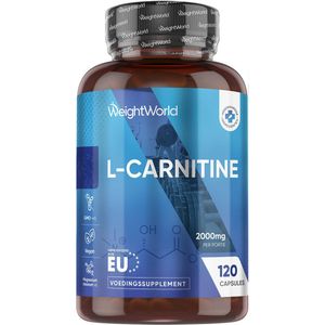WeightWorld L-Carnitine capsules - 2000 mg Carnitine - Populair onder sporters - 120 vegan capsules voor 1+ maand voorraad