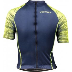 Vermarc seiso sp.l aero kids fietsshirt marine blauw fluo geel Maat 128