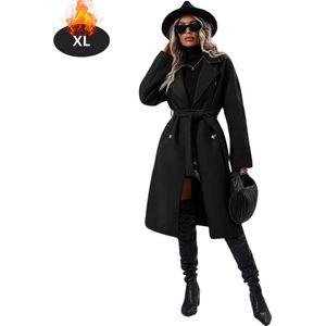 Nivard Mantel Dames - Tussenmantel - Jas - Mantelpakje - Trenchcoat - Overjas - Overcoat - Winter - Zwart - S