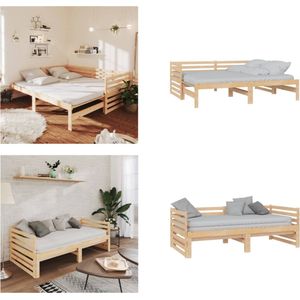 vidaXL Bedbank uitschuifbaar massief grenenhout 2x(90x200) cm - Bedbank - Bedbanken - Bed Bank - Bed Banken