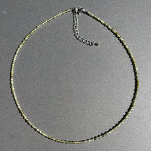 Collier -Natuurstenen groene zirkonia - 40 - 45 cm lang - 2 mm dik