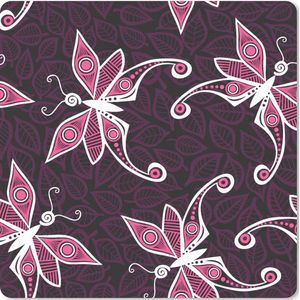Muismat 30x30 cm - Mousepad Vlinders - Patronen - Roze - Muismatten