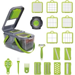 Vegetable Cutter - Groentesnijder met verschillende mesjes - met Schaal - Mandoline - Uiensnijder / Vegetable chopper