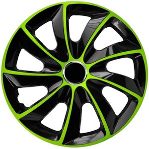 NRM -  Stig Extra Wieldoppen 16"" - Groen & Zwart- set van 4 stuks - ABS / Duurzaam / Resistant