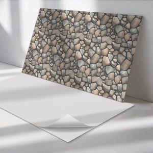 Wallfluent Vinyl Wandpaneel - Steenpatroon op de achtergrond PVC Muurpaneel - 100 cm x 50 cm - Beige PVC wandpaneel - 1 stuk - Rechthoekig Wandbekleding Vinyl - Texturen Wandpaneel - Zelfklevende Wandbekleding - Wandpaneel Keuken en Badkamer