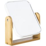 HI Dubbele make-up spiegel - op voet - 15 x 18 cm - wit - scheerspiegel - Badkamer spiegel op standaard