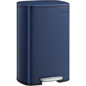 Garbage Bin Kitchen 50 Liter Waste Bin Pedal Bin met deksel zachte dichte voet pedaal stalen binnenste bucket blauw