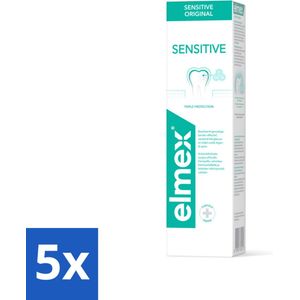 5 x Elmex Tandpasta Sensitive Original 75 ml - Tandglazuur - Elmex Sensitive