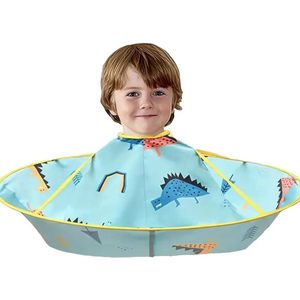 Daity 1 Dinosaurus Peuterkapmantel - Opvouwbare Nylon Peuterkapmantel, Blauw/Geel, voor een leuke en rommelvrije knipervaring