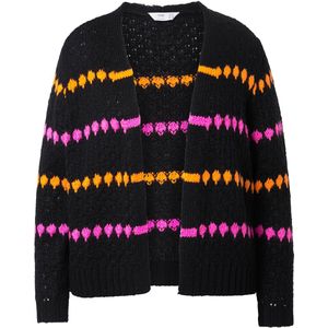 Angel of Style Angel of Style - Dames - Cardigan Straight Fit neonkleurige details - Zwart - Maat 42+