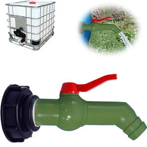 Aftapkraan accessoires watertank adapter 1 inch IBC bal uitloopventiel S60 x 6 IBC container accessoires kogelkraan regenton slangaansluiting voor IBC-regenwatertank (DN40 / 50) (27 mm)