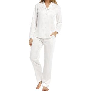 Pastunette - Snow - Dames Pyjama - Wit - Lange Mouw - Satijnen Pyjama