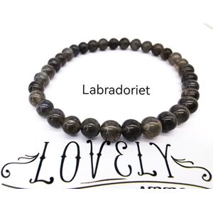 Armband – Edelsteen – Labradoriet - 6mm Kralen - 20 cm - Werking - sterk beschermende en spirituele steen.