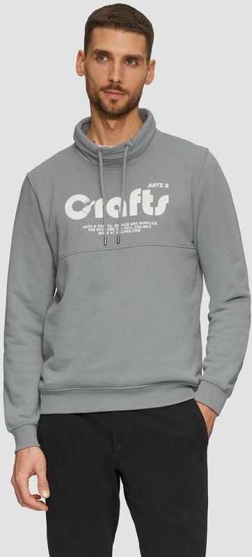 s.Oliver - Sweatshirt - Grijs - Opstaande Kraag - Print op de Voorkant