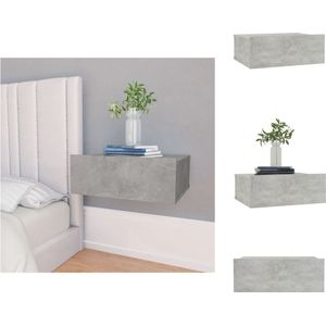 vidaXL zwevend nachtkastje betongrijs 40x30x15 cm - massief tafelblad - geïntegreerde lade - wandmontage - Kast