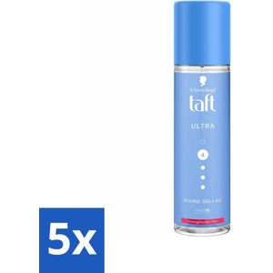 5 x Taft - Ultra 4 - Fixing Gellax - Ultieme controle - 200 ml - Gellac Spray - Natuurlijke Look - Vegan - Alcoholvrij - Siliconenvrij