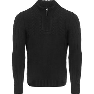 Carisma Heren Trui Opstaande Kraag Gebreid Zwart 7798 - L