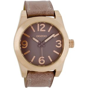 OOZOO Timepieces - Rosé goudkleurige horloge met oud roze leren band - C6737