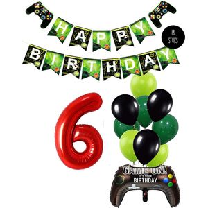 Cijfer Ballon 6 Game Videospel Verjaardag Thema - De Versiering voor de Gamers Birthday Party van Snoes