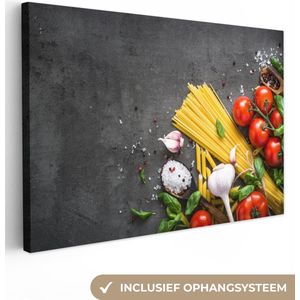 OneMillionCanvasses - Canvas - Pasta - Kruiden - Specerijen - Tomaten - Marmer print - Canvas doek - Kamer decoratie - 120x80
