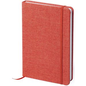 Schriften/notitieboekje rood met canvas kaft en elastiek 13 x 18 cm - 80x gelinieerde paginas - opschrijfboekjes