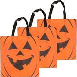 Halloween 3x Halloween tas voor snoep oranje - 35 x 37 cm