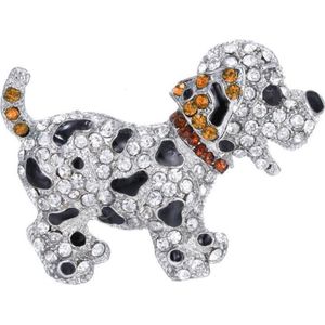 Fako Bijoux® - Broche - Puppy - Kristal - 53x30mm - Oranje