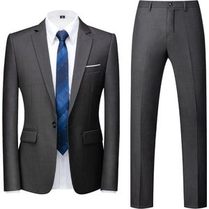 Allthemen Tweedelig Herenpak - Enkele knoops Middenspleet Slim Fit - Zakelijke en Avondkleding - S